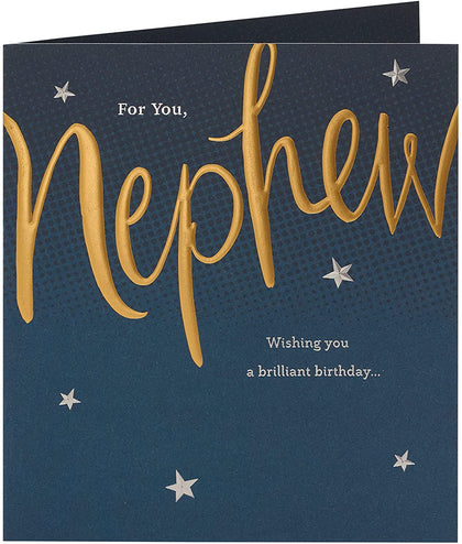 Metallic Finish Nephew Birthday Card