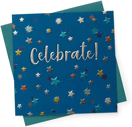 Metallic Foil Stars Birthday Celebration Card