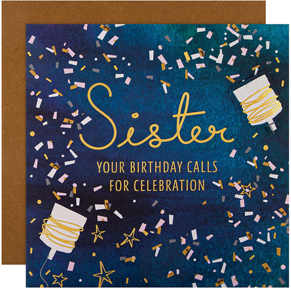 Contemporary Party Celebration Design Large Birthday Card for Sister