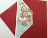 Cute Auntie Bunny With Flower Glitter Finished Christmas Card