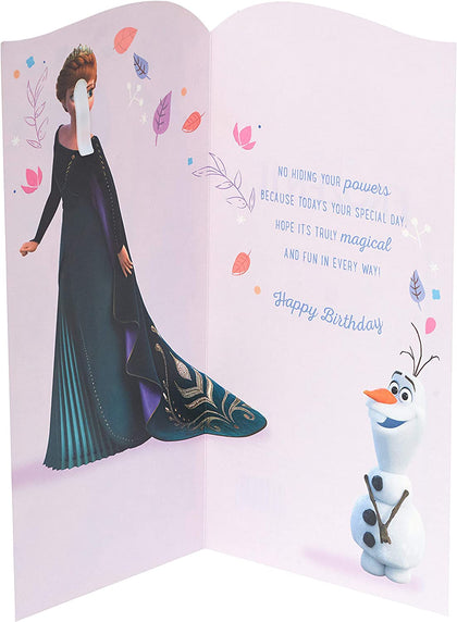 You're 5 Disney Frozen Princess Elsa Adventure Ahead Birthday Card with Badge