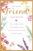 Special Friend Watercolour Flowers Design Birthday Card