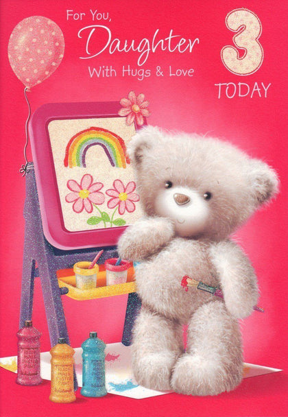 3rd Today Cut Bear Glitter Finished Daughter Birthday Card