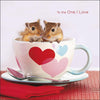 To The One I Love Romantic Valentines Day Card Tea Cup & Mouse