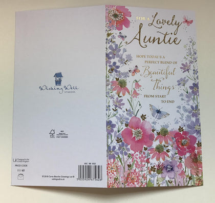 For A Lovely Auntie Beautiful Things From Start To End Birthday Card