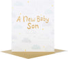 On Birth of New Baby Son Clouds Design Greeting Card