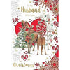 With Love to My Husband Lovely Reindeers Die Cut Heart Design Christmas Card