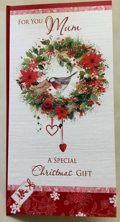 For You Mum Bird With Envelope Design Money Gift Christmas Card