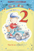 Today You're 2 Little Boy and Bear Driving Car Design Grandson Candy Club Birthday Card