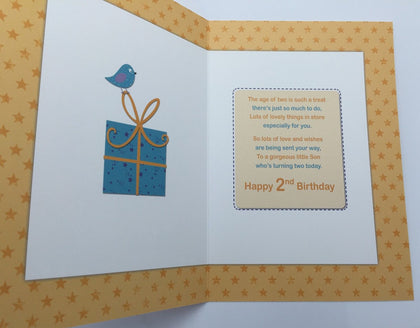 Cute Special Son Lion Design 2nd Birthday Card