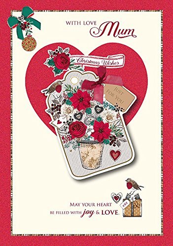 Mum Heart And Flowers Design Nice Verse Christmas Card