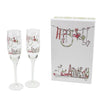 Pair of Wedding Champagne Flutes Glasses In Gift Box