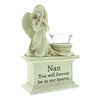 For Nan Angel Cherub Praying Kneeling With Glass T Lite Holder