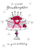 Wonderful Granddaughter Cherry Cake Glitter Finished Birthday Card