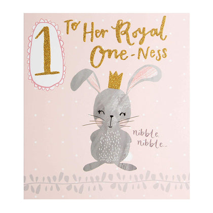 Bunny 1st Birthday Card 'Royal One-Ness' 