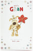 To A Lovely Gran Cute Boofle Holding Flower Christmas Card