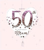 50th Birthday Mum Heart Design Greeting Card