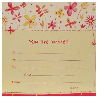 Pack of 10 Pink Daisy Party Invitation Cards