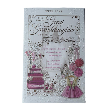 Great Granddaughter First Birthday Opacity Card