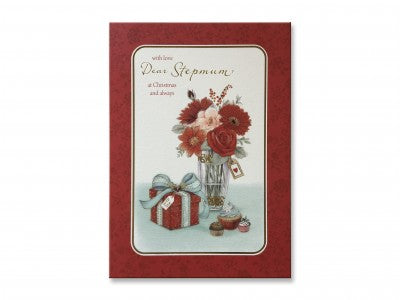 With Love Dear Stepmum Flower And Present Design Christmas Card