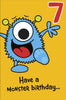 7th Today Blue Monster with Googly Eye Birthday Card