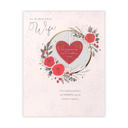 Foliage and Heart Spinner Design Wife Winterberry Christmas Card