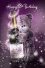 Teddy Bear Celebrating 18 3D Holographic 18th Birthday Card