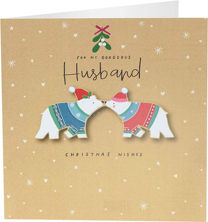 Polar Bear Design Husband Christmas Card