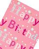 Pink Happy Birthday Wrapping Paper  2 Sheets and 2 Tags