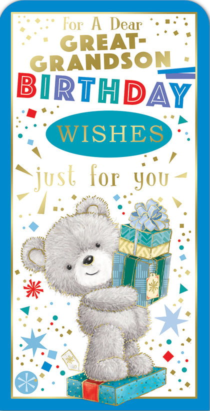 For a Dear Great Grandson Teddy Design Birthday Luxury Gift Money Wallet Card