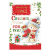 With Love To My Fiance Teddy With Stocking Design Christmas Card