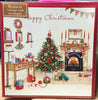 Pack of 6 Traditional Fire And Stockings Design Christmas Cards