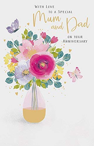 For Mum And Dad Wildflowers In Tin Jug Design Anniversary Card