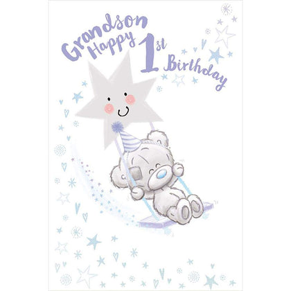 Grandson 1st Birthday Tiny Tatty Teddy Birthday Card