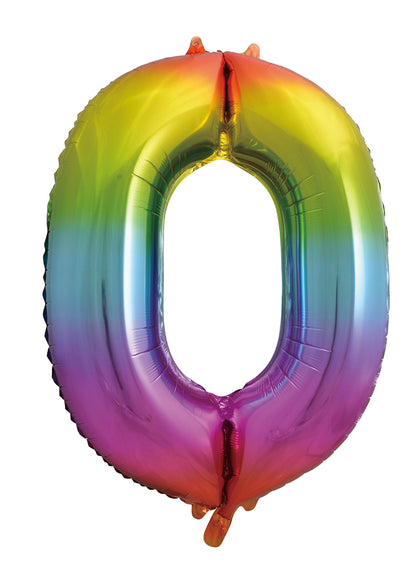 Rainbow Giant Trendies Design 0 Number Balloon