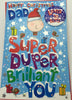 Dad Super Duper Humour Christmas Card With Badge