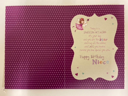 Special Niece Fairy Glitter Finished Birthday Card