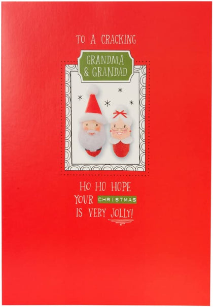 Christmas Wish for Grandma and Grandad Cute Embossed Illustration Card