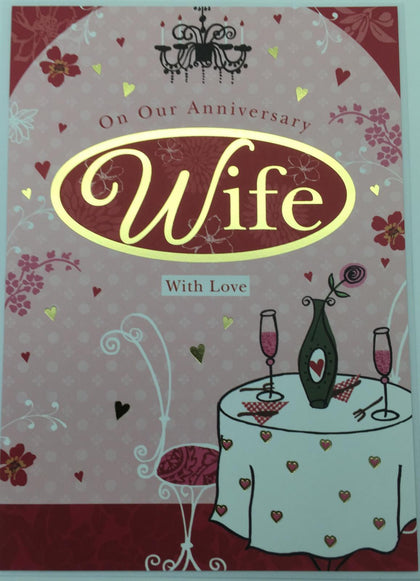 For Wife Sparkaling Hearts Design Anniversary Card