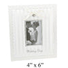 Wedding Day Ivory Silver Fabric Frame With Bow 4" x 6"