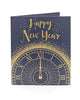 Happy New Year Classic Clock Glitter Greeting Card