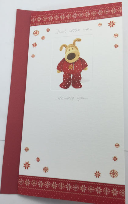 Just Little Me Boofle Wearing Red Dress Design Christmas Card