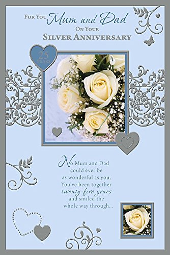 Parents Nice Verse 25th Silver Anniversary Card 