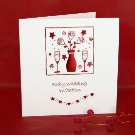 Pack of 5 Ruby Wedding Anniversary Invitations