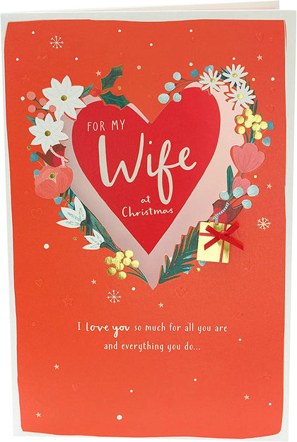 Foliage Heart Design Wife Christmas Card