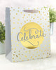 Celebrate White And Gold Polka Dot Large Size Gift Bag