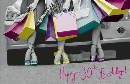 30th Today Girls Shopping Design Birthday Card