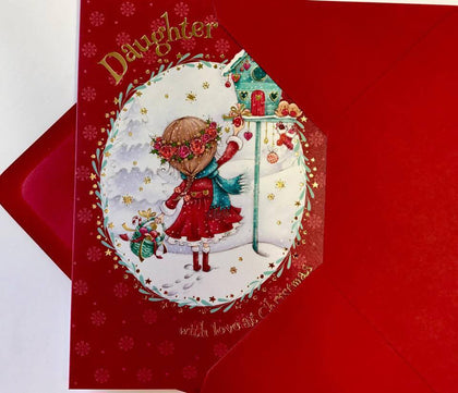 Daughter Pretty Girl Design Christmas Card