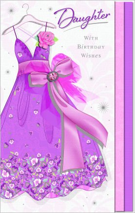 Daughter Purple Dress Large Quality Birthday Greeting Card