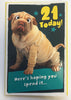 Age 21 Birthday Card Crazy Wrinkly Dog